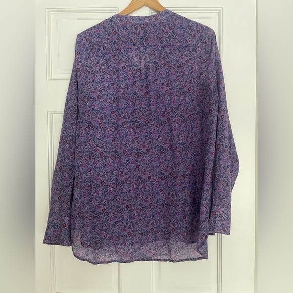 J Crew Liberty blouse thin featherweight fabric purple flower pattern size 8 - Picture 5 of 6